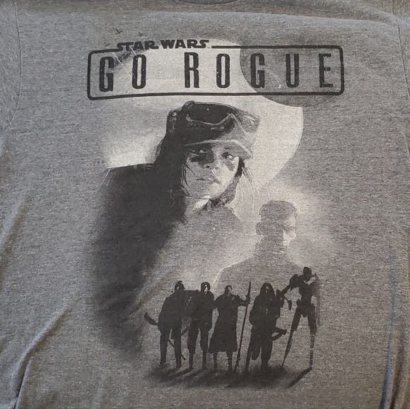 STAR WARS Rogue One "Go Rogue" gray t-shirt Medium Andor Jyn Erso K-2SO Rebels - Picture 3 of 4